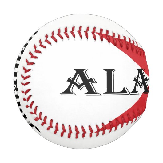 アラバマ州旗名前をカスタムするバート 野球ボール (正面左)