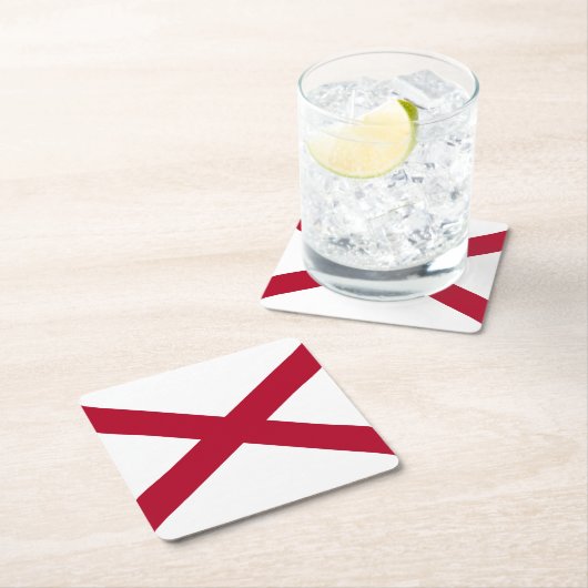 アラバマ州旗 スクエアペーパーコースター (インサイチュ)