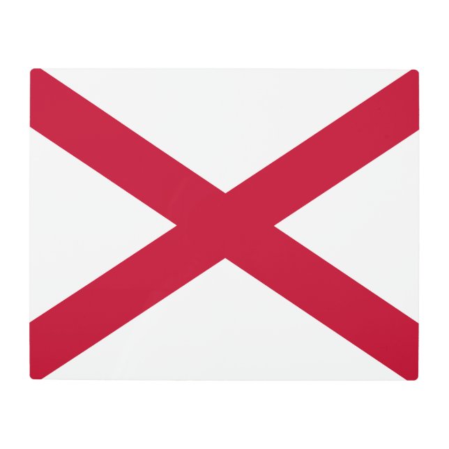 アラバマ州旗：セントアンドリュー・クリムゾン・クロス国旗 メタルプリント (正面)