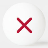 アラバマ州旗：セントアンドリュー・クリムゾン・クロス国旗 卓球ボール (裏面)