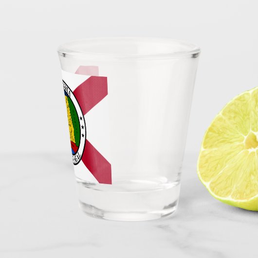 アラバマ州旗/州シール重畳 ショットグラス (右)