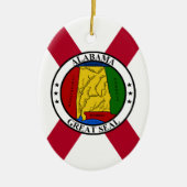 アラバマ州旗/州シール重畳 セラミックオーナメント (正面)