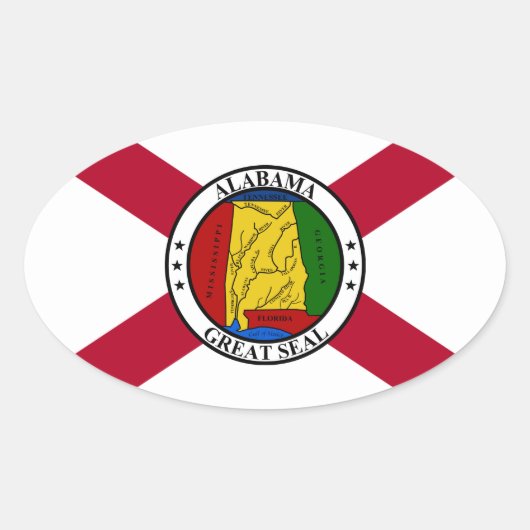 アラバマ州旗/州シール重畳 楕円形シール (正面)