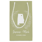 アラバマ州立地図の目的地の結婚式の好意 スモールペーパーバッグ (裏面)