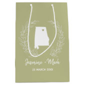 アラバマ州立地図の目的地の結婚式の好意 ミディアムペーパーバッグ (正面)