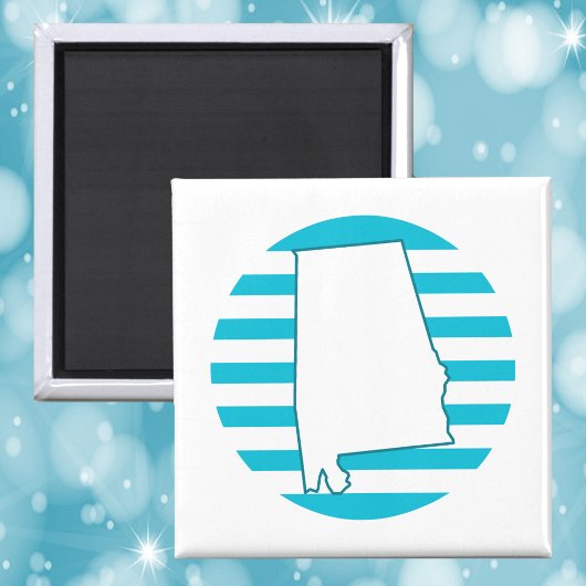 アラバマ州輪郭レトロサークルブルー マグネット