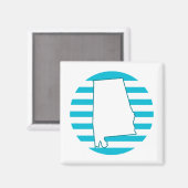 アラバマ州輪郭レトロサークルブルー マグネット (正面/裏面)