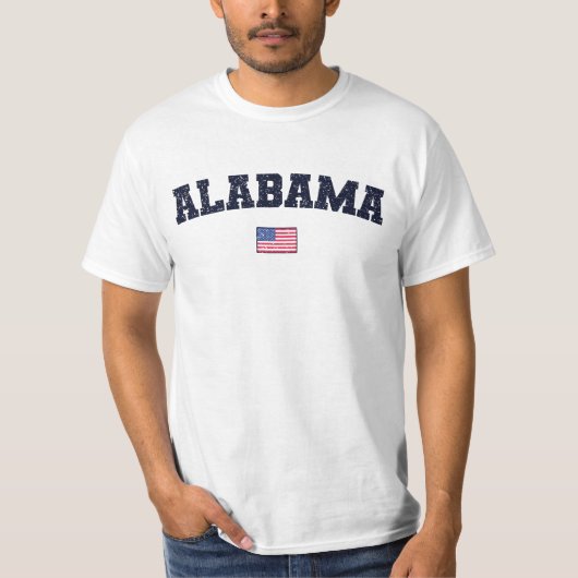 アラバマ州 アメリカ国旗 ヴィンテージ くすんだ Tシャツ (正面)