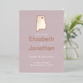 アラバマ州 デスティネーション ウェディング  セーブ・ザ・デート ローズ 箔招待状 (立ち正面)