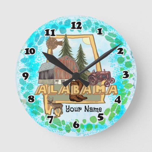 アラバマ州 ラウンド壁時計 (正面)