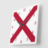 アラバマ州：聖アンドリュー十字のクリムゾン旗 スクエア壁時計 (傾斜)