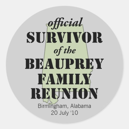 アラバマ族懇親会生存者（緑） ラウンドシール (正面)