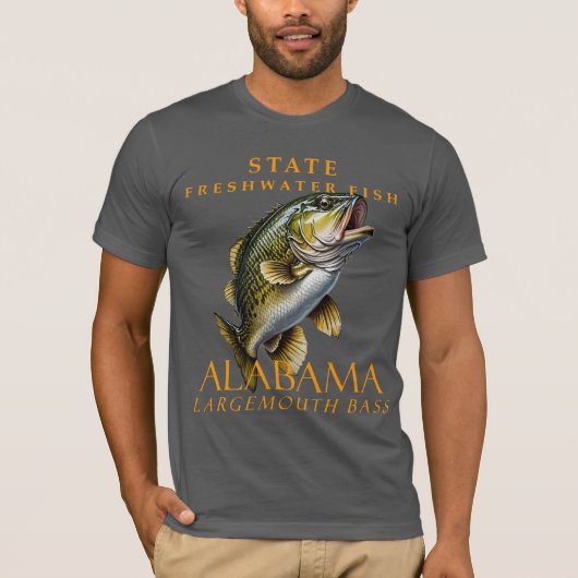 アラバマ準州の淡水魚 スポッテッドバス Tシャツ (正面)