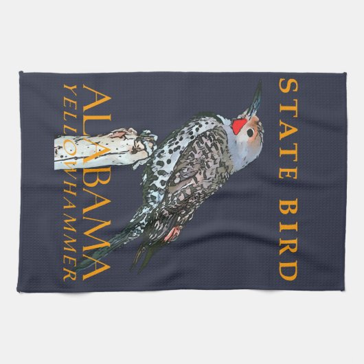 アラバマ準州の鳥 コモンフリッカー キッチンタオル (横)