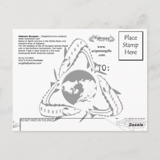 アラバマ白はがき ポストカード (裏面)