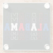 アラバマ積み上げワードアート ガラスコースター (裏面)