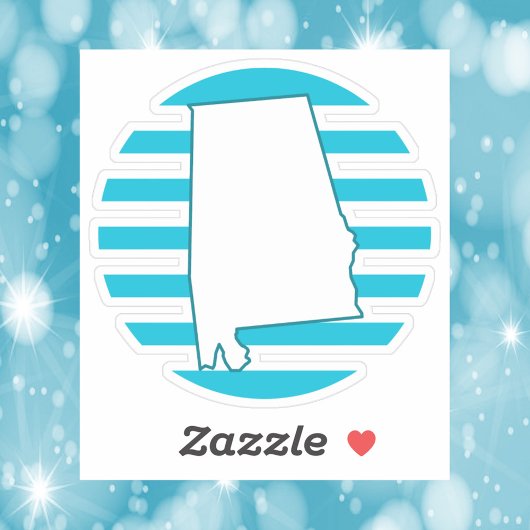 アラバマ米州輪郭レトロ円青 シール