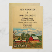 アラバマ結婚式招待状ファームバ素朴ン 招待状 (正面/裏面)