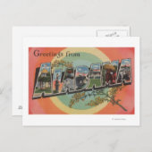 アラバマ語(赤/ピンク) – 大きな文字のシーン ポストカード (正面/裏面)