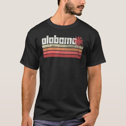 アラバマ ビンテージ レトロ 70年代 80年代 90年代 ビーチ パームツリー Tシャツ (正面)