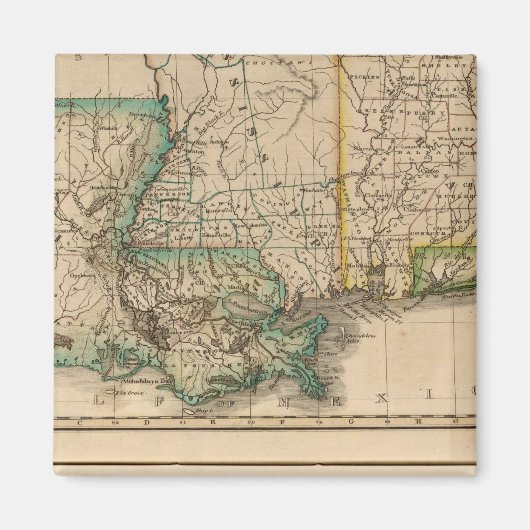 アラバマ、ミシシッピ、ルイジアナ マグネット (正面)