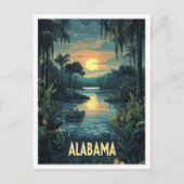 アラバマUSAアートヴィンテージイラストレーション旅行 ポストカード (正面)