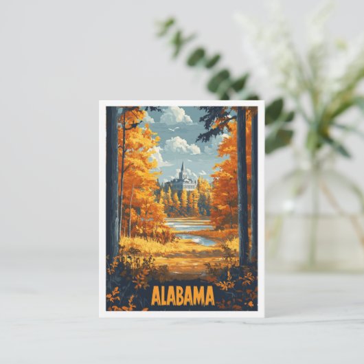 アラバマUSAヴィンテージイラストレーション旅行 ポストカード (スタンド正面)