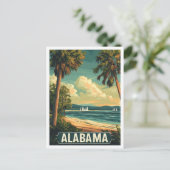 アラバマUSAヴィンテージイラストレーション旅行 ポストカード (スタンド正面)