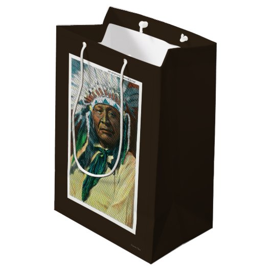 アラパホー族のインディアンの酋長PortraitColorado ミディアムペーパーバッグ (裏面アングル)