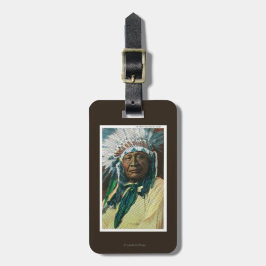 アラパホー族のインディアンの酋長PortraitColorado ラゲッジタグ (正面縦)