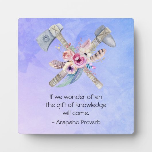 アラパホ先住民トマホークとアメリカの諺 フォトプラーク (正面)