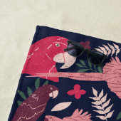 アラパロットトロピカルパターンスケッチモノグラム名 ビーチタオル (インサイチュ)