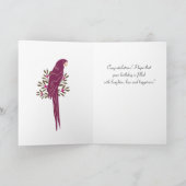 アラパロットトロピカル葉スケッチ誕生日 カード (内部)