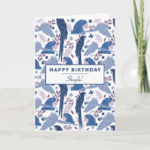 アラパロットブルー熱帯パタ離れーン誕生日 カード (正面)