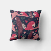 アラパロットレッドピンクスケッチトロピカルパタ離れーン クッション (裏面)