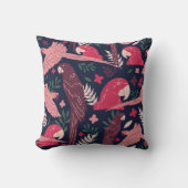 アラパロットレッドピンクスケッチトロピカルパタ離れーン クッション (正面)