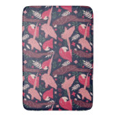 アラパロットレッドピンクスケッチトロピカルパタ離れーン バスマット (正面縦)