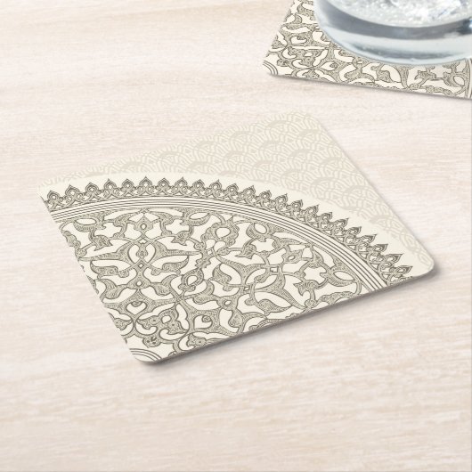 アラビアのスタイルのレース スクエアペーパーコースター (アングル)