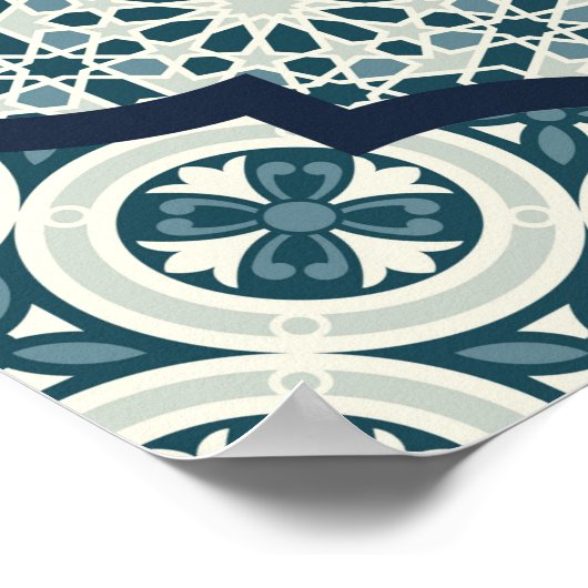 アラビアの装飾的なアズレヨスのタイルパッチワークのイスラム ポスター (角)