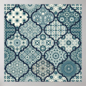 アラビアの装飾的なアズレヨスのタイルパッチワークのイスラム ポスター (正面)