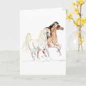 アラビアの馬の挨拶状 カード (黄色い花)