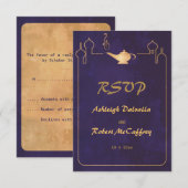 アラビアの魔法ランプ婚礼の出欠届けカード 出欠カード (正面/裏面)