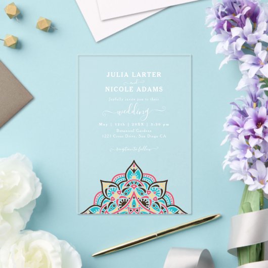 アラビアアールヌーボーフローラアーク結婚マンダラ アクリル招待状 (インサイチュ (ウェディング))