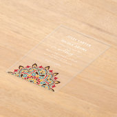 アラビアアールヌーボーフローラアーク結婚マンダラ アクリル招待状 (レイダウン)