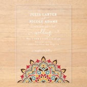 アラビアアールヌーボーフローラアーク結婚マンダラ アクリル招待状 (正面)