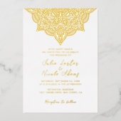 アラビアアールヌーボーフローラアーク結婚マンダラ 箔招待状 (正面)