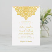 アラビアアールヌーボーフローラアーク結婚マンダラ 箔招待状 (立ち正面)
