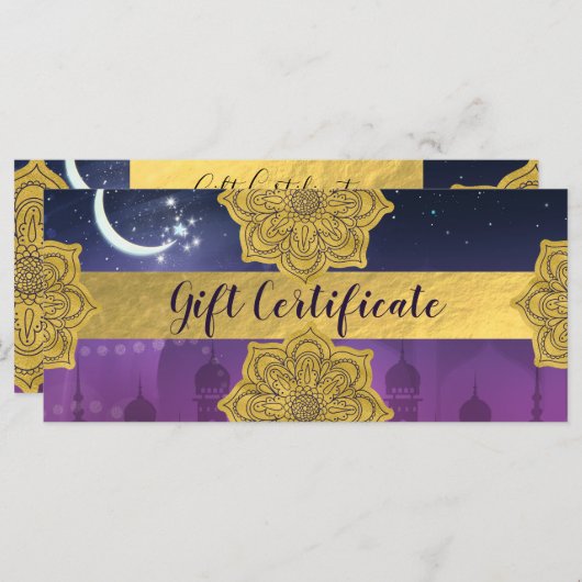 アラビアインディアンモロッコテーマギフト券 (正面/裏面)