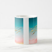 アラビアピンクとブルーの色のラマダーン・カレム コーヒーマグカップ (中央)