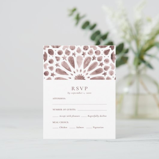 アラビアブラウン幾何タイルの食事の選択 出欠カード (スタンド正面)